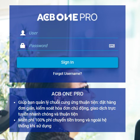 Cách đăng nhập ACB One Pro