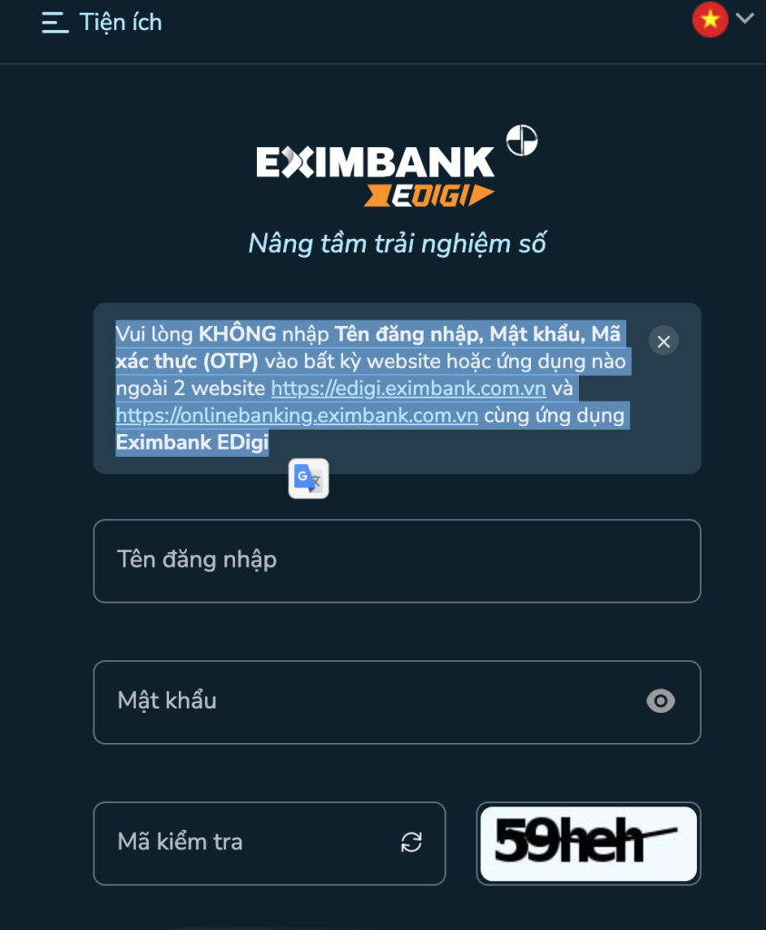 Cách đăng nhập Eximbank Edigi trên máy tính 