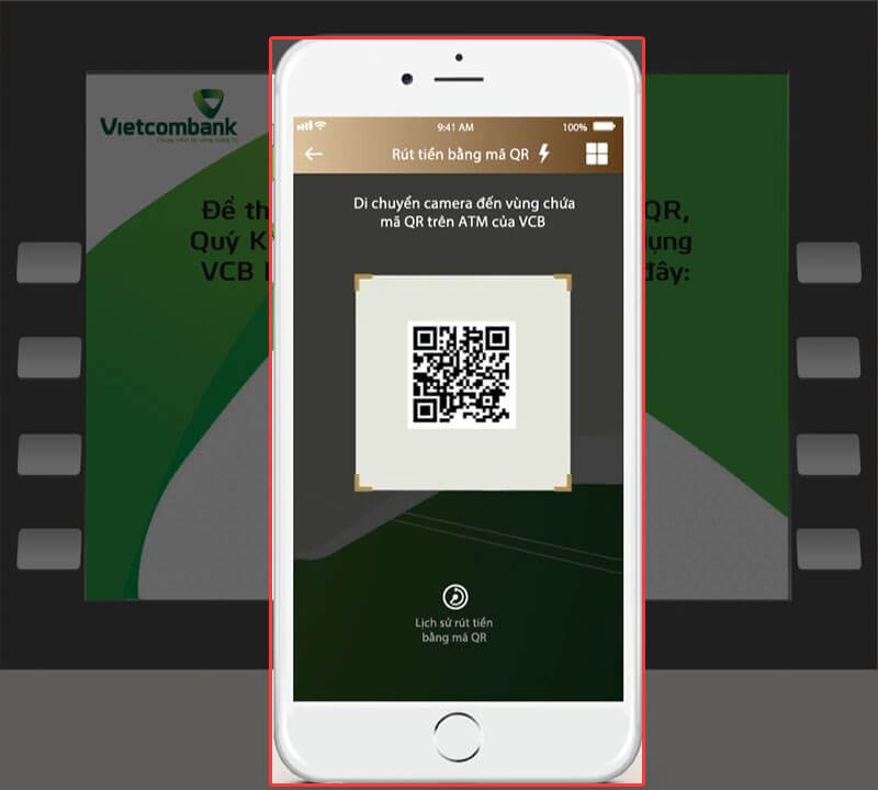 Rút tiền bằng mã QR tại ATM Vietcombank