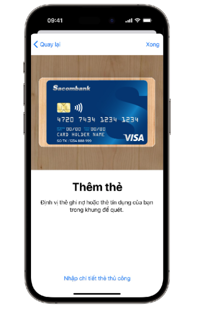Cách thêm thẻ Sacombank trên ví Apple Wallet 2